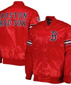 Men's Boston Red Sox Starter Red Pick & Roll Satin Varsity Full-Snap Jacket