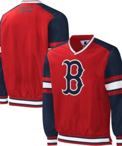 Men's Boston Red Sox Starter Red Yardline V-Neck Pullover Windbreaker