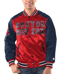 Men's Boston Red Sox Starter Red/Navy Varsity Satin Full-Snap Jacket