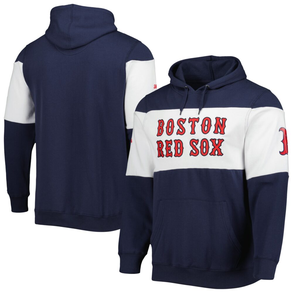 Men's Boston Red Sox Stitches Navy/White Stripe Pullover Hoodie