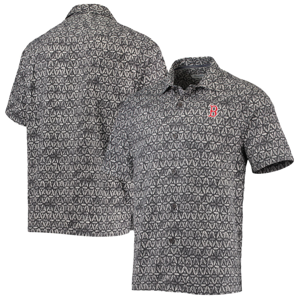 Men's Boston Red Sox Tommy Bahama Black Barrie Batik Button-Up Shirt