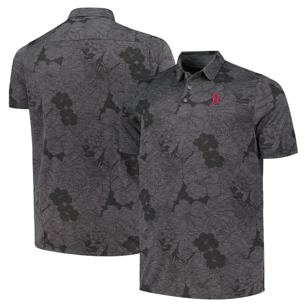 Men's Boston Red Sox Tommy Bahama Charcoal Big & Tall Miramar Blooms Polo