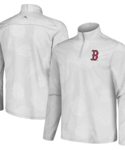 Men's Boston Red Sox Tommy Bahama Gray Delray Frond IslandZone Half-Zip Jacket