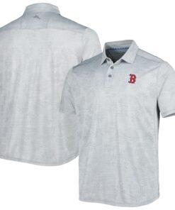 Men's Boston Red Sox Tommy Bahama Gray IslandZone Pineapple Palm Coast Polo