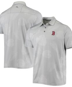 Men's Boston Red Sox Tommy Bahama Gray Palm Coast Delray Fond IslandZone Allover Polo