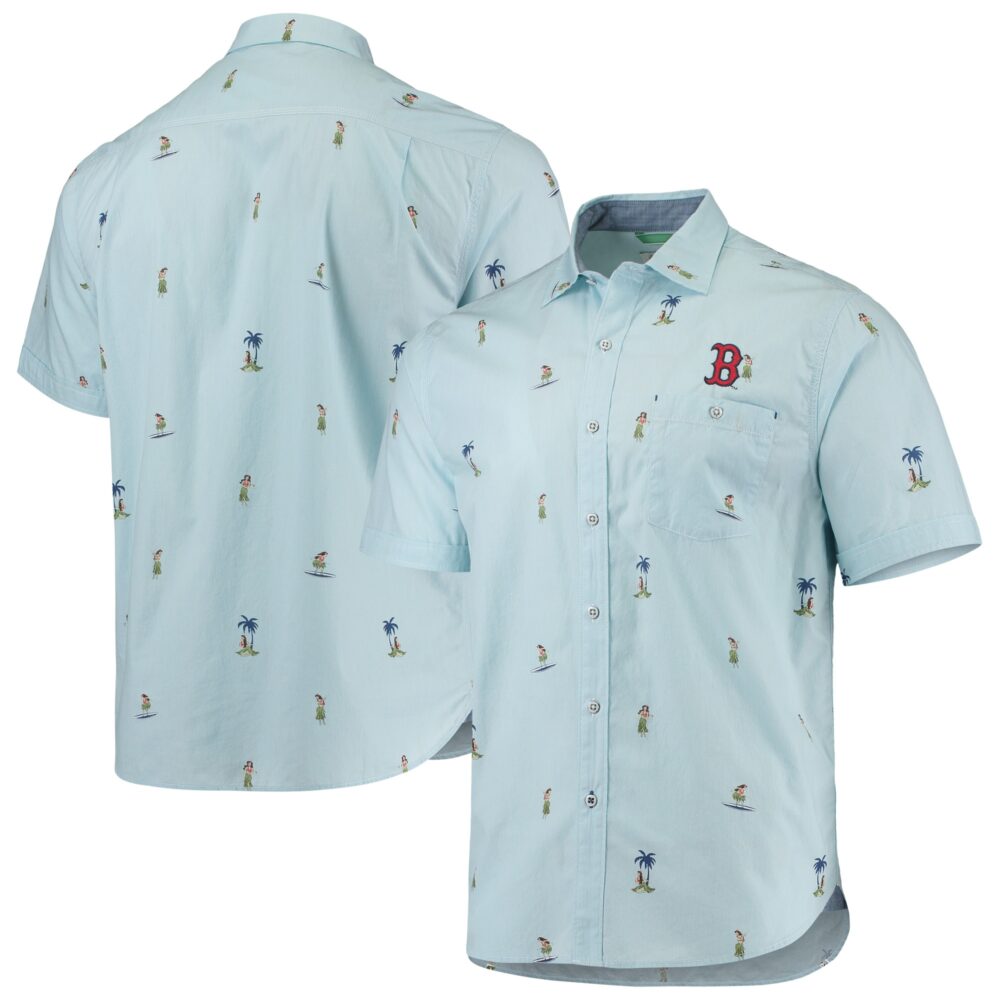 Men's Boston Red Sox Tommy Bahama Light Blue Hula All Day Button-Up Shirt