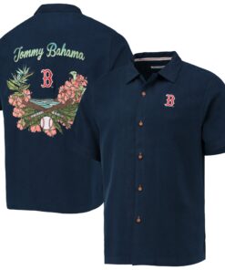 Men's Boston Red Sox Tommy Bahama Navy Baseball Bay Button-Up Shirt