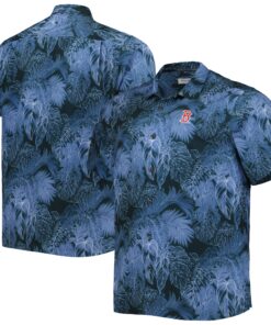 Men's Boston Red Sox Tommy Bahama Navy Big & Tall Luminescent Fronds Camp IslandZone Button-Up Shirt