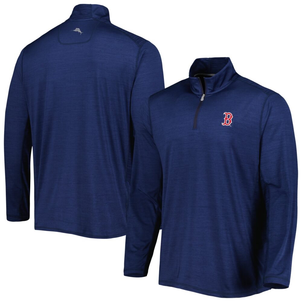 Men's Boston Red Sox Tommy Bahama Navy Delray IslandZone Half-Zip Top
