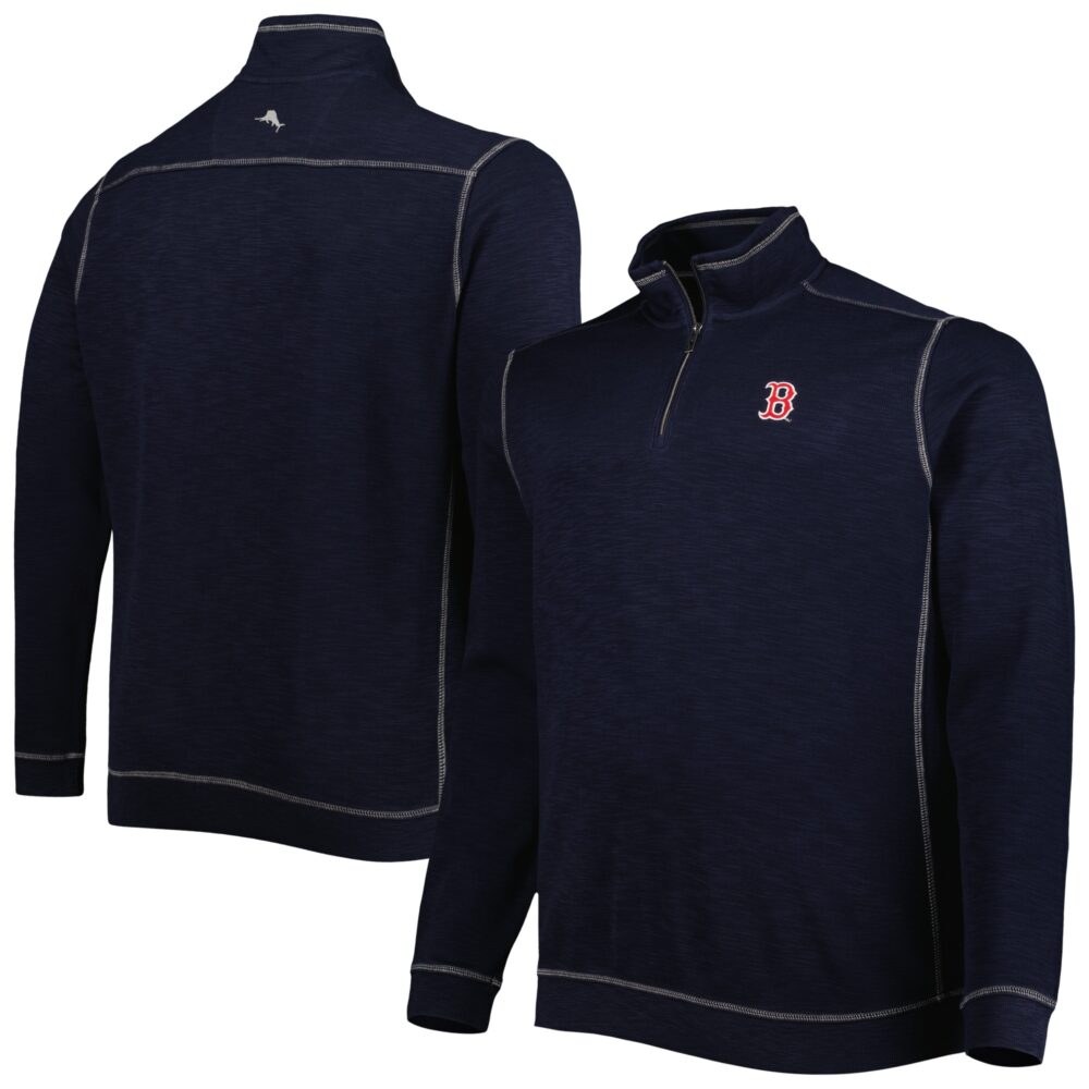 Men's Boston Red Sox Tommy Bahama Navy Tobago Bay Tri-Blend Half-Zip Jacket