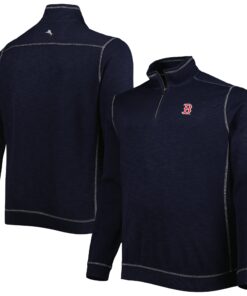 Men's Boston Red Sox Tommy Bahama Navy Tobago Bay Tri-Blend Half-Zip Jacket