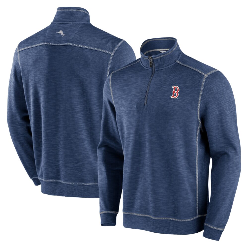 Men's Boston Red Sox Tommy Bahama Navy Tobago Bay Tri-Blend Quarter-Zip Sweatshirt