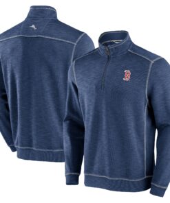 Men's Boston Red Sox Tommy Bahama Navy Tobago Bay Tri-Blend Quarter-Zip Sweatshirt