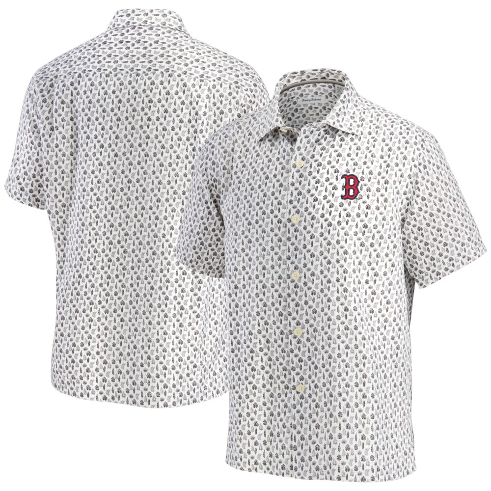 Men's Boston Red Sox Tommy Bahama White Baja Mar Short Sleeve Button-Up Shirt