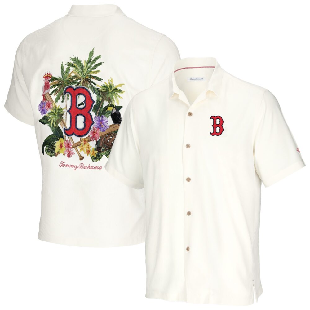 Men's Boston Red Sox Tommy Bahama White Go Big or Go Home Camp Button-Up Shirt