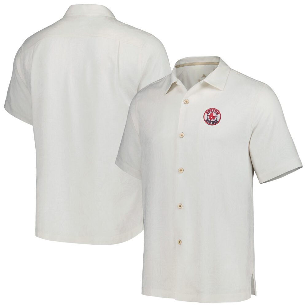 Men's Boston Red Sox Tommy Bahama White Sport Tropic Isles Camp Button-Up Shirt