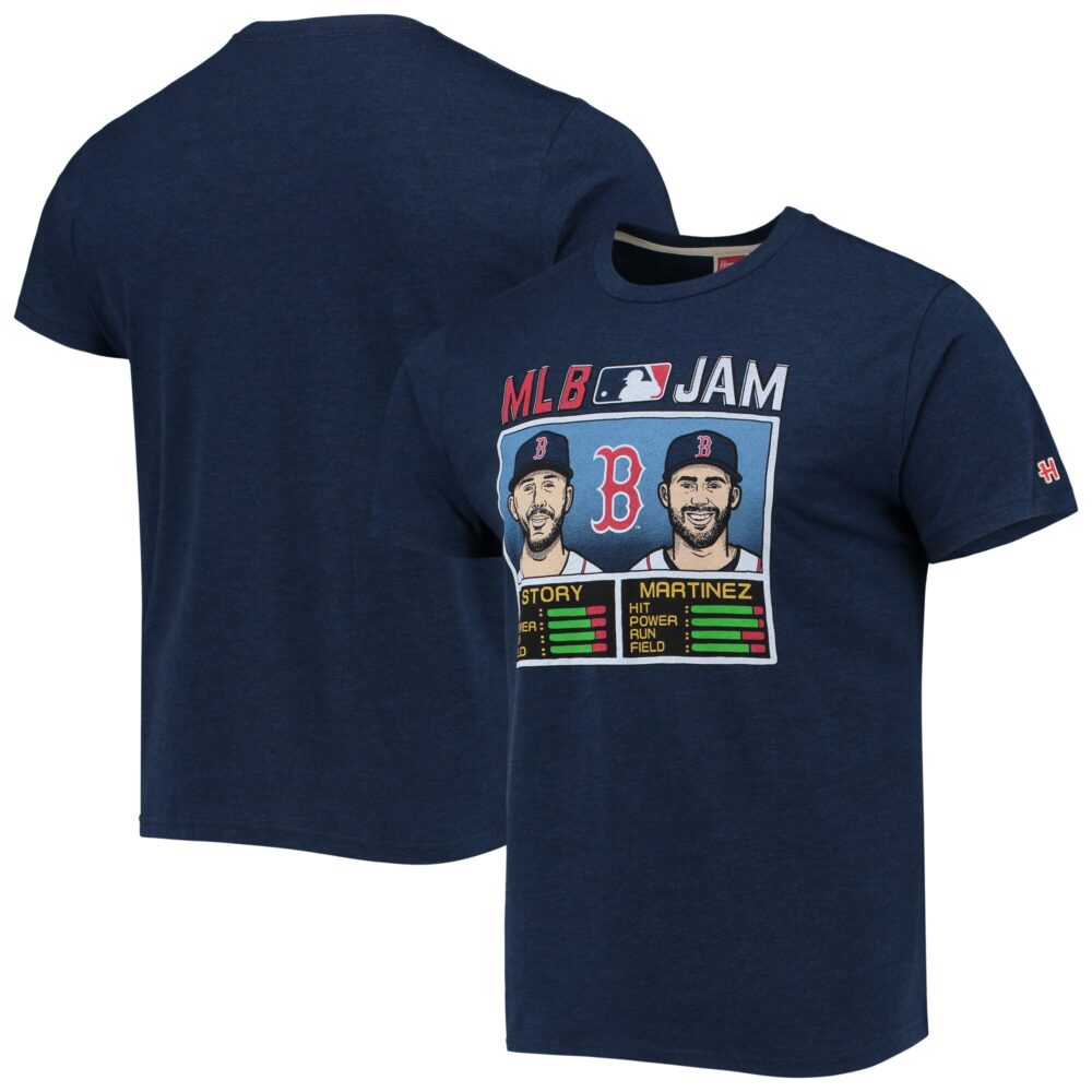 Men's Boston Red Sox Trevor Story & J.D. Martinez Homage Navy MLB Jam Tri-Blend T-Shirt