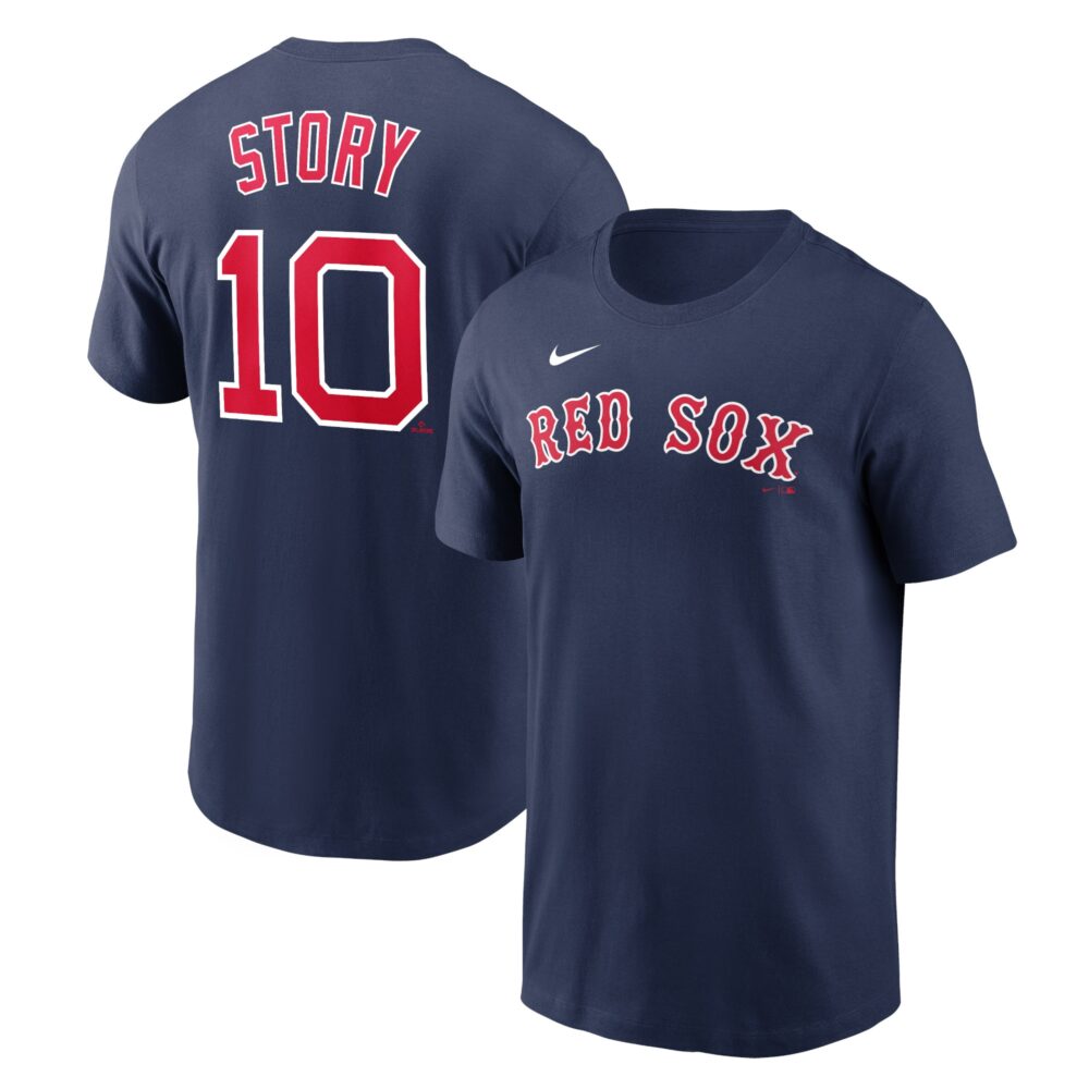 Men's Boston Red Sox Trevor Story Nike Navy Name & Number T-Shirt