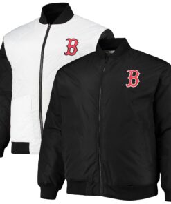 Men's Boston Red Sox White/Black Reversible Satin Full-Zip Jacket