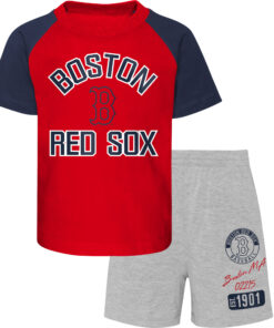 Preschool Boston Red Sox Red/Heather Gray Groundout Baller Raglan T-Shirt & Shorts Set