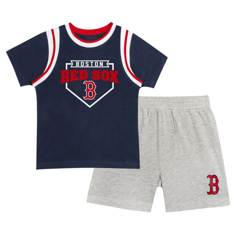 Toddler Boston Red Sox  Branded Navy/Gray Bases Loaded T-Shirt & Shorts Set