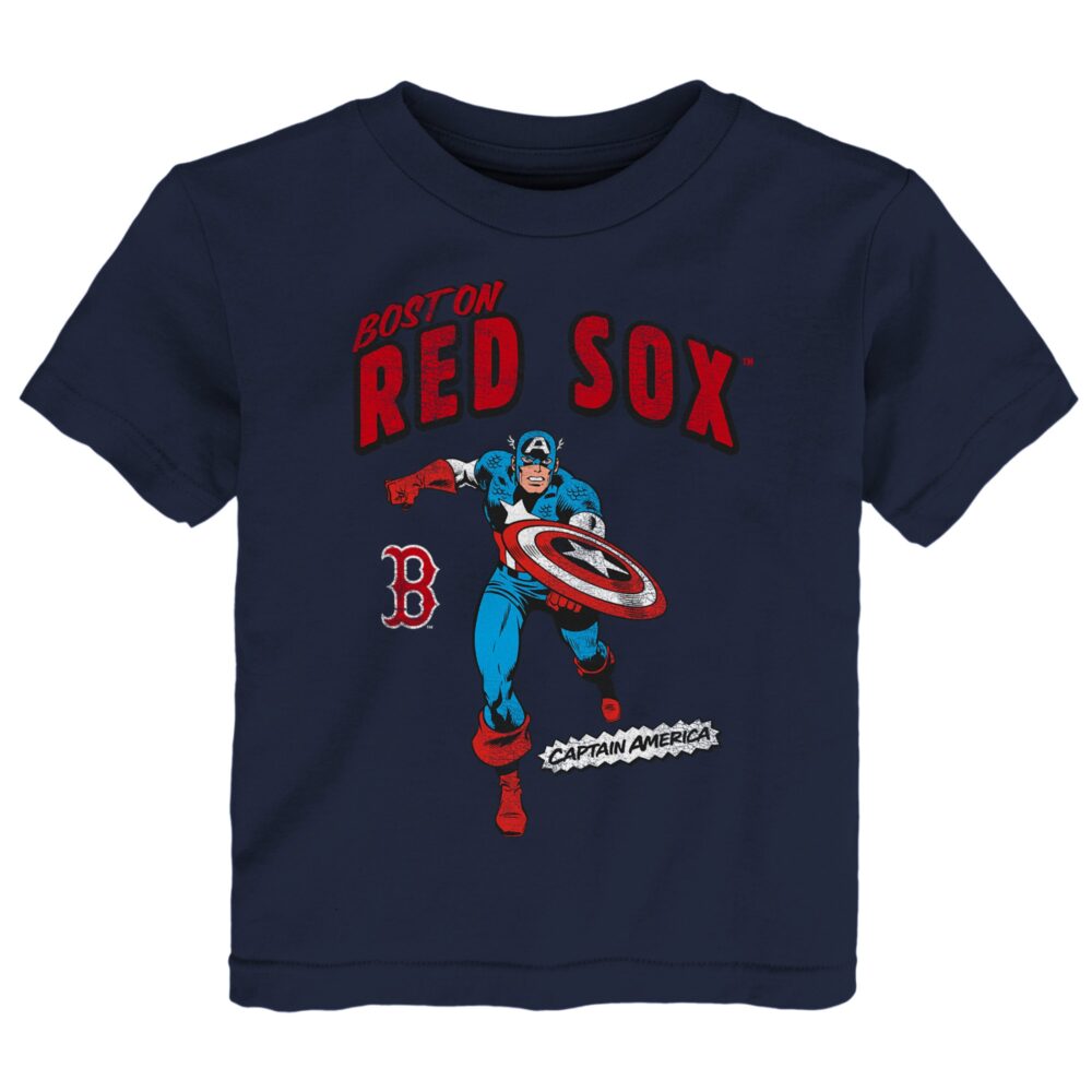 Toddler Boston Red Sox Navy Team Captain America Marvel T-Shirt