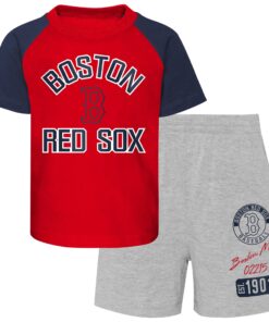 Toddler Boston Red Sox Red/Heather Gray Two-Piece Groundout Baller Raglan T-Shirt & Shorts Set