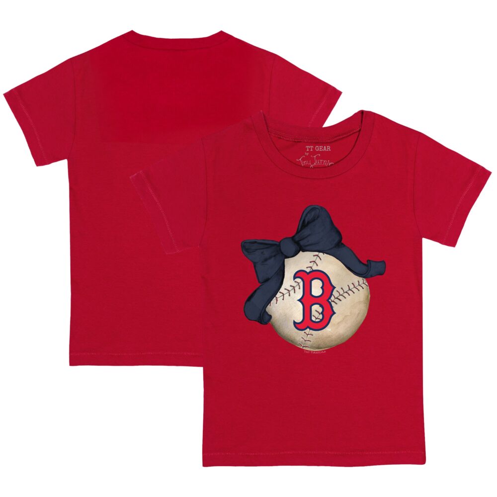 Toddler Boston Red Sox Tiny Turnip Red Baseball Bow T-Shirt