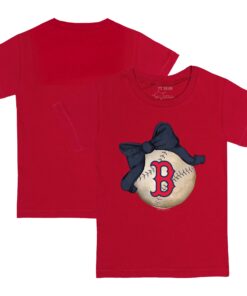 Toddler Boston Red Sox Tiny Turnip Red Baseball Bow T-Shirt