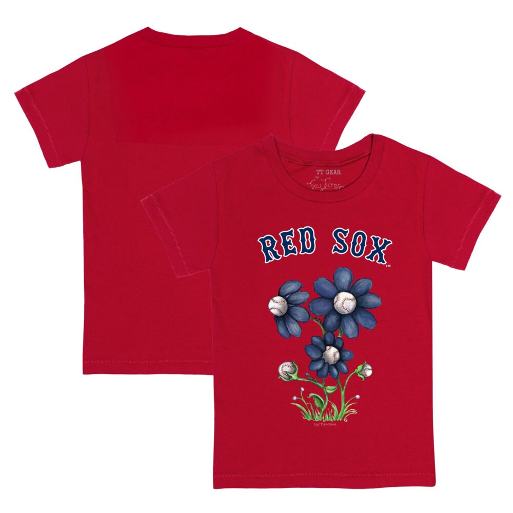 Toddler Boston Red Sox Tiny Turnip Red Blooming Baseballs T-Shirt