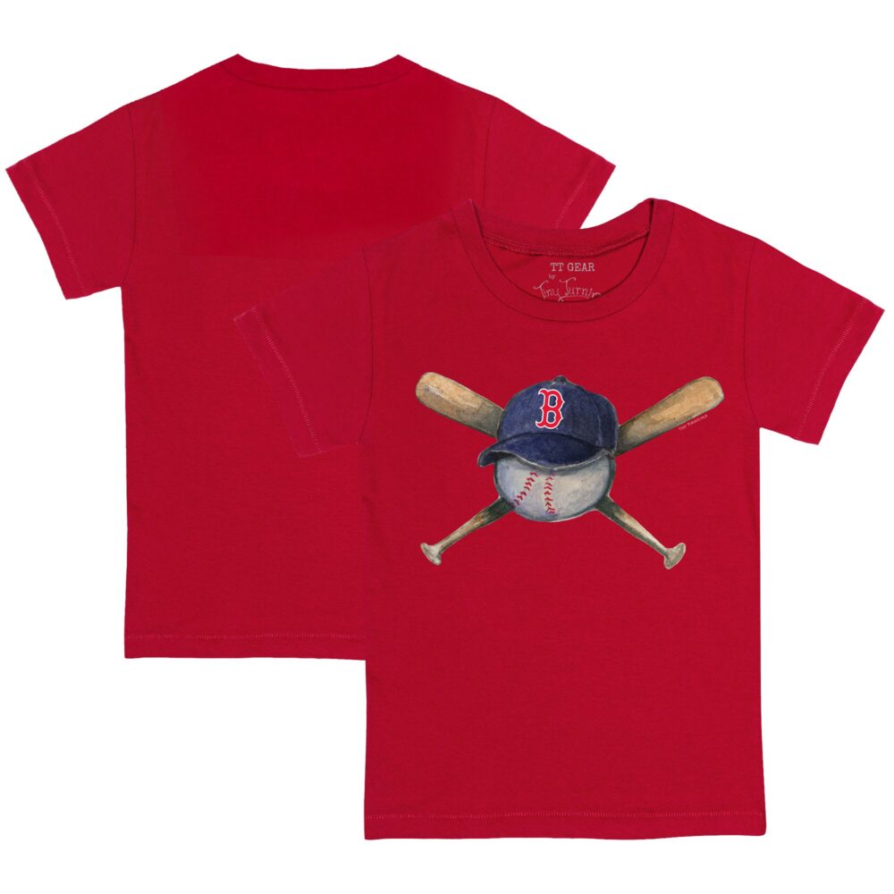 Toddler Boston Red Sox  Tiny Turnip Red Hat Cross Bats T-Shirt