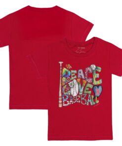 Toddler Boston Red Sox Tiny Turnip Red Peace Love Baseball T-Shirt