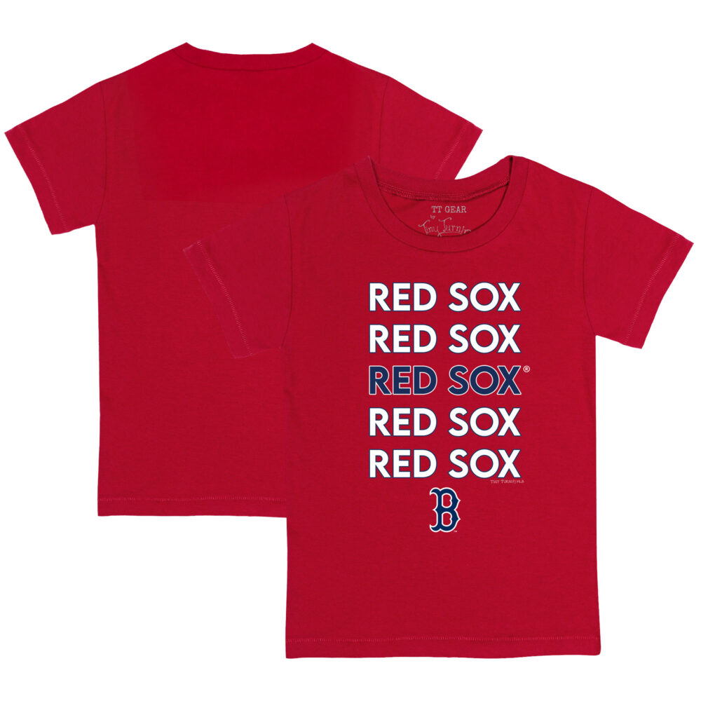 Toddler Boston Red Sox Tiny Turnip Red Stacked T-Shirt