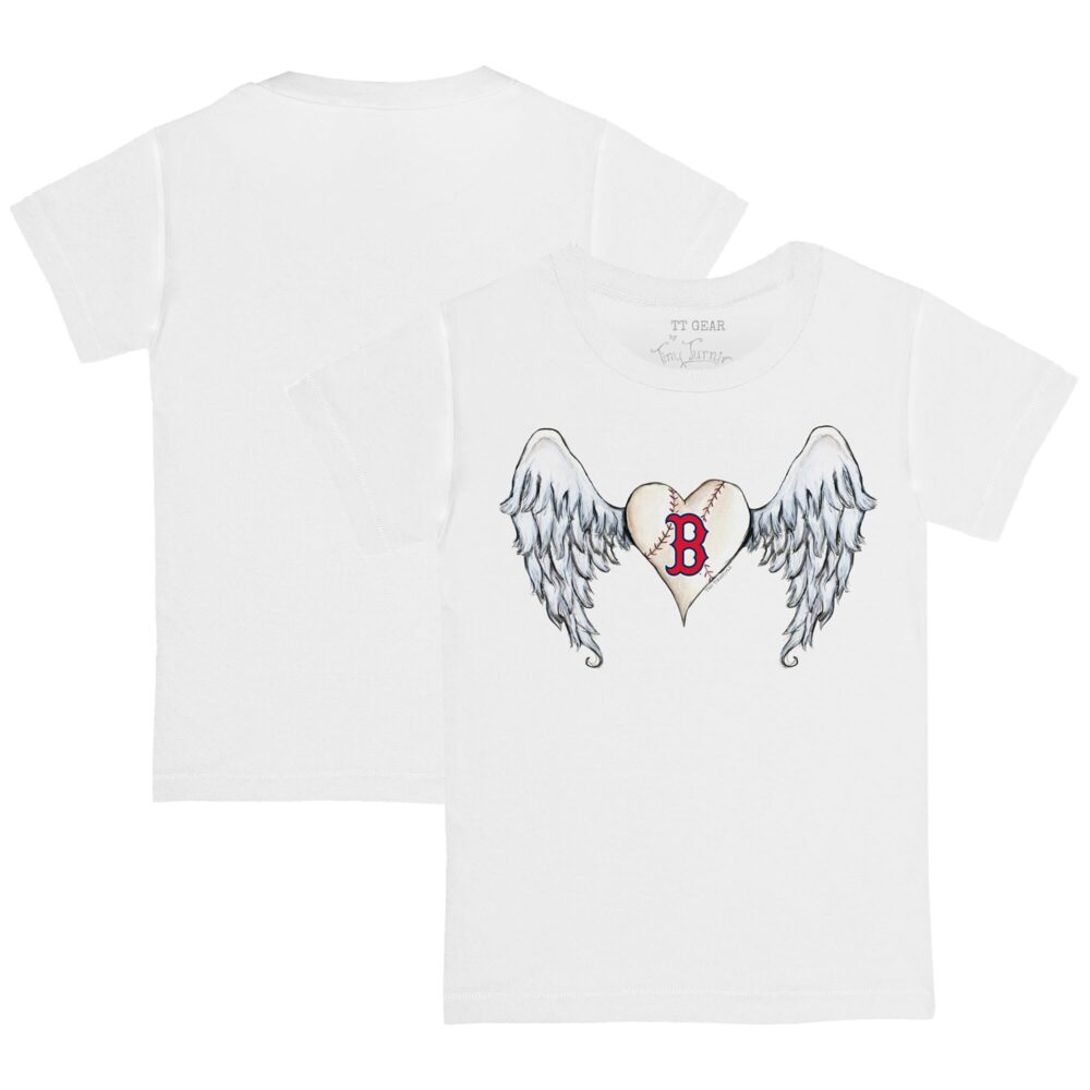 Toddler Boston Red Sox Tiny Turnip White Angel Wings T-Shirt