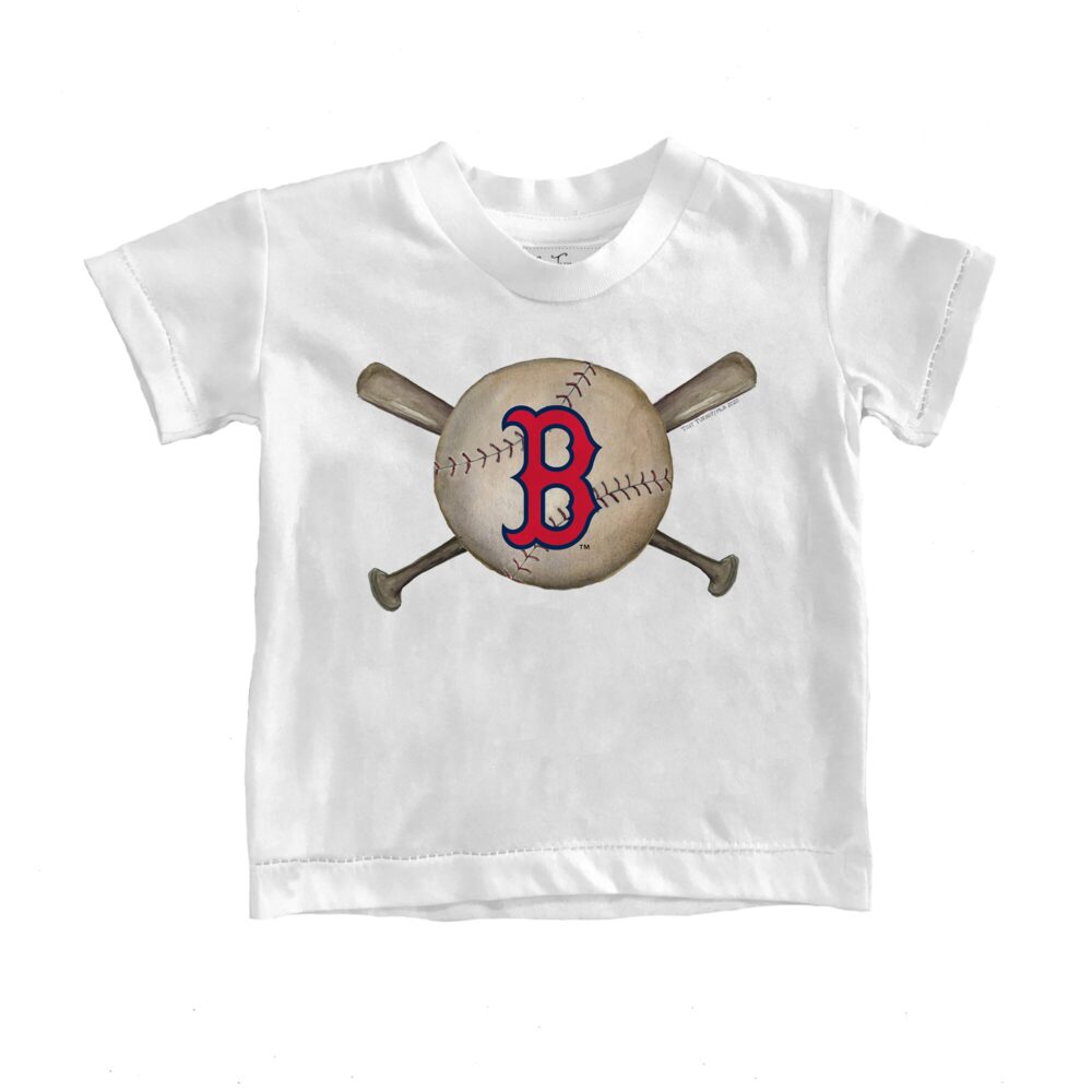 Toddler Boston Red Sox Tiny Turnip White Baseball Crossbats T-Shirt