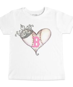 Toddler Boston Red Sox Tiny Turnip White Baseball Tiara Heart T-Shirt