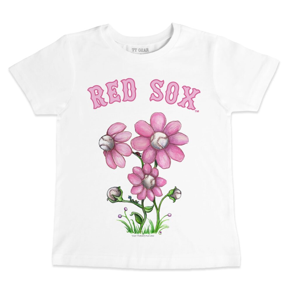 Toddler Boston Red Sox Tiny Turnip White Blooming Baseballs T-Shirt