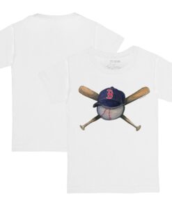 Toddler Boston Red Sox  Tiny Turnip White Hat Cross Bats T-Shirt
