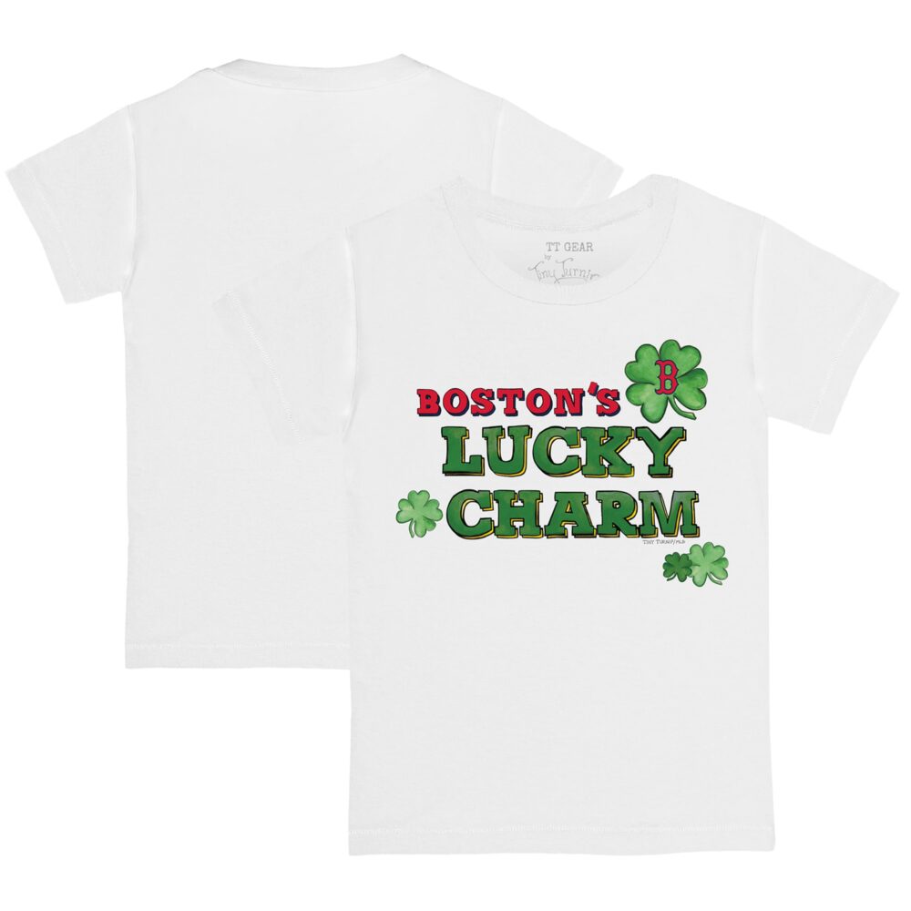 Toddler Boston Red Sox Tiny Turnip White Lucky Charm T-Shirt