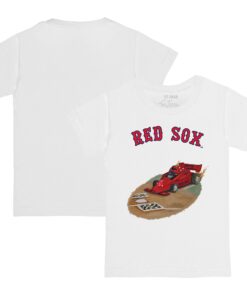 Toddler Boston Red Sox Tiny Turnip White Race Car T-Shirt