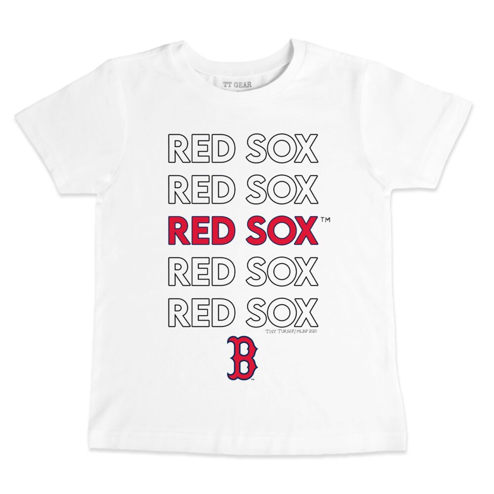 Toddler Boston Red Sox Tiny Turnip White Stacked T-Shirt