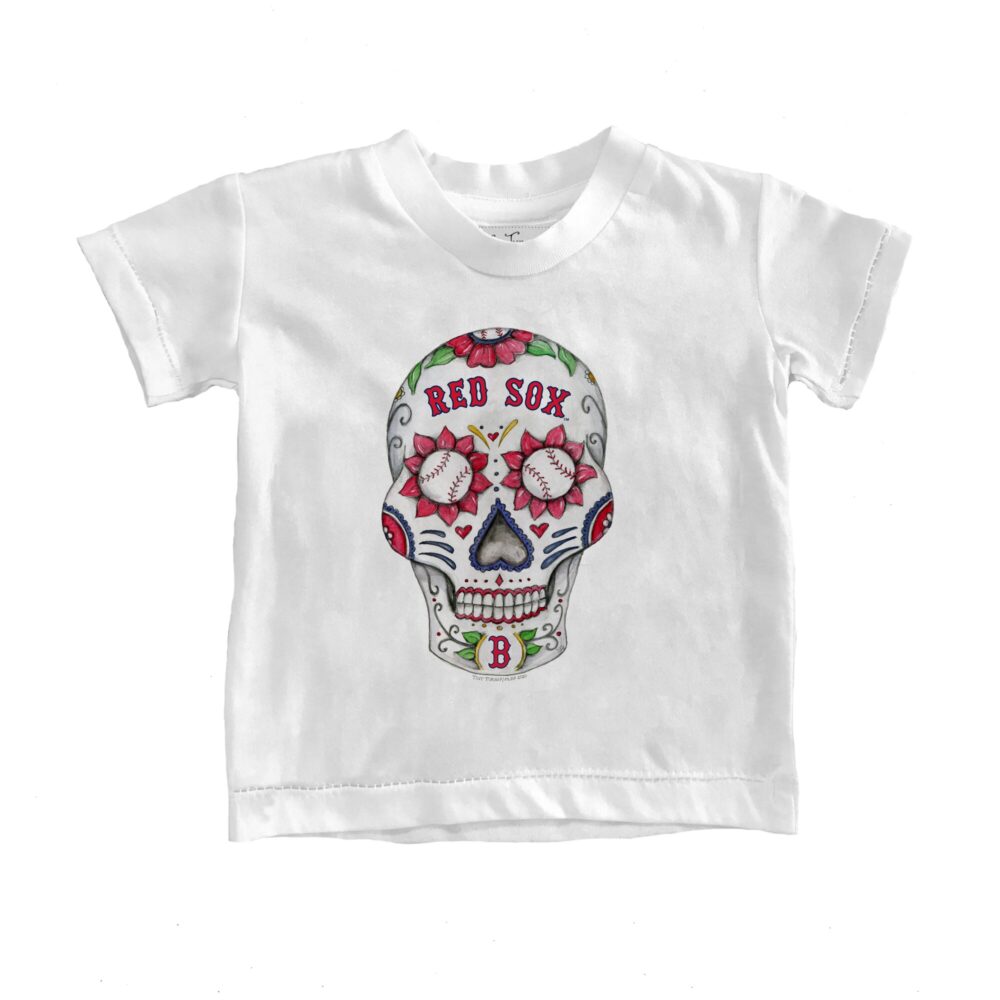 Toddler Boston Red Sox Tiny Turnip White Sugar Skull T-Shirt