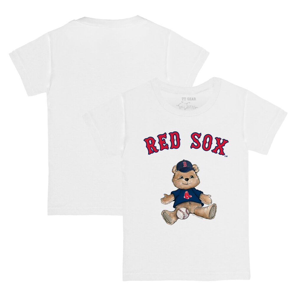 Toddler Boston Red Sox Tiny Turnip White Teddy Boy T-Shirt