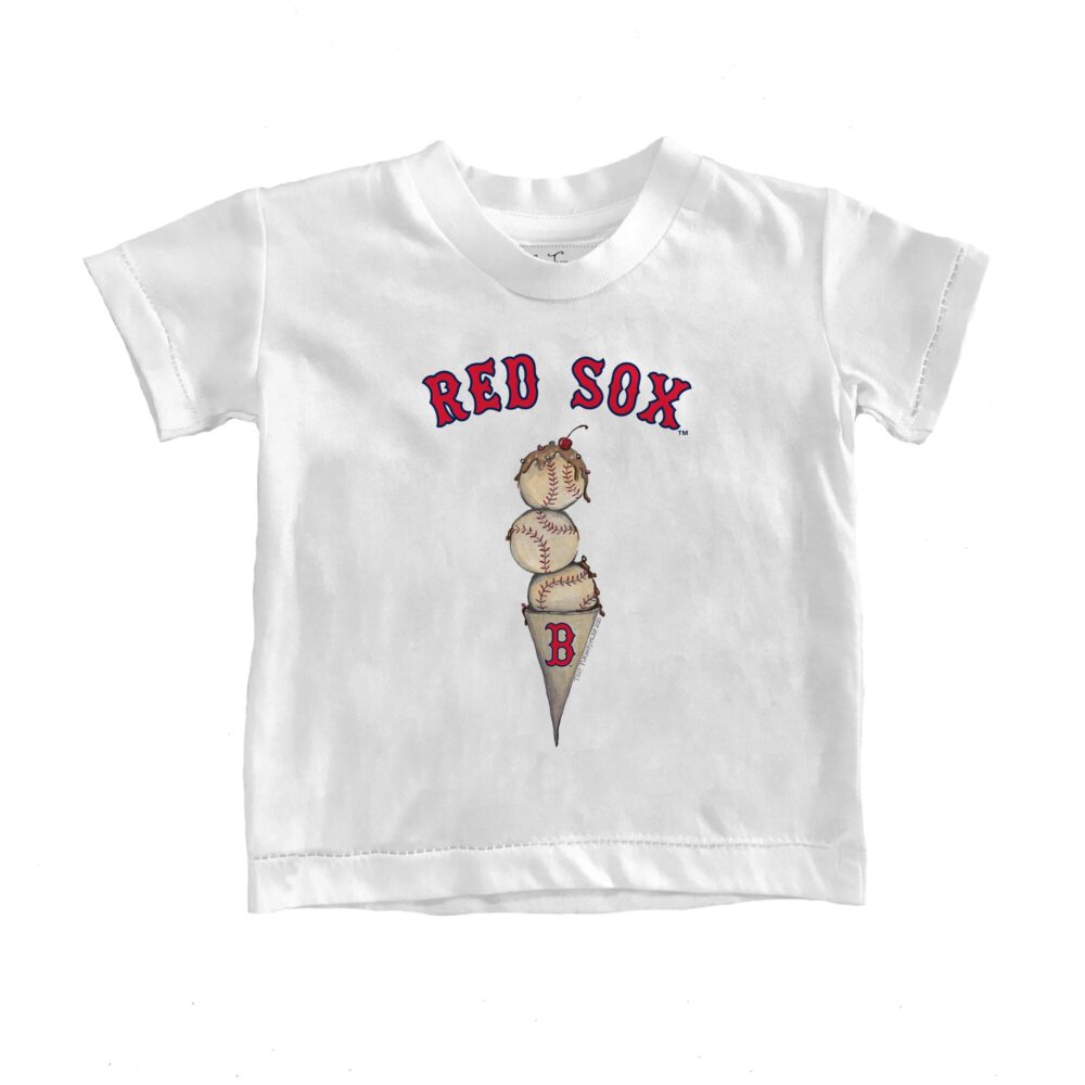 Toddler Boston Red Sox Tiny Turnip White Triple Scoop T-Shirt
