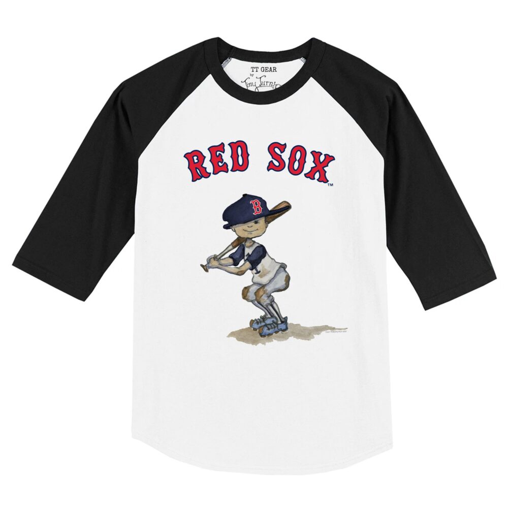 Toddler Boston Red Sox Tiny Turnip White/Black Slugger Raglan 3/4 Sleeve T-Shirt
