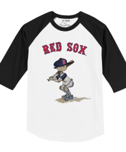 Toddler Boston Red Sox Tiny Turnip White/Black Slugger Raglan 3/4 Sleeve T-Shirt