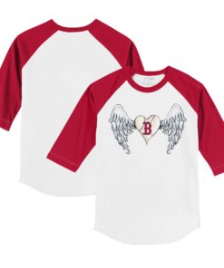 Toddler Boston Red Sox Tiny Turnip White/Red Angel Wings 3/4-Sleeve Raglan T-Shirt