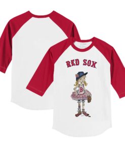 Toddler Boston Red Sox Tiny Turnip White/Red Babes 3/4-Sleeve Raglan T-Shirt