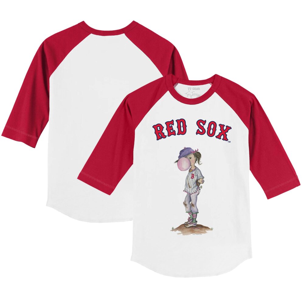 Toddler Boston Red Sox Tiny Turnip White/Red Bubbles 3/4-Sleeve Raglan T-Shirt