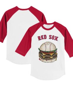 Toddler Boston Red Sox Tiny Turnip White/Red Burger 3/4-Sleeve Raglan T-Shirt